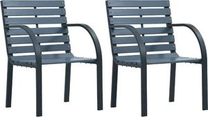 vidaXL krzesła ogrodowe, 2 sztuki, szare, drewno (47938) 1