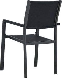 vidaXL krzesła ogrodowe, 4 sztuki, czarne, plastik stylizowany na rattan (47890) 5