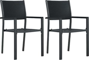 vidaXL krzesła ogrodowe, 2 sztuki, czarne, plastik stylizowany na rattan (47889) 1