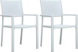 vidaXL krzesła ogrodowe, 2 sztuki, białe, plastik stylizowany na rattan (47887) 1