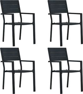 vidaXL krzesła ogrodowe, 4 sztuki, czarne, HDPE o wyglądzie drewna (47886) 1