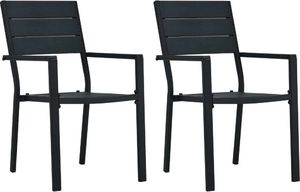 vidaXL krzesła ogrodowe, 2 sztuki, czarne, HDPE o wyglądzie drewna (47885) 1