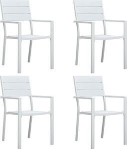 vidaXL krzesła ogrodowe, 4 sztuki, białe, HDPE o wyglądzie drewna (47884) 1