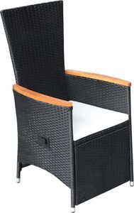 vidaXL rozkładane krzesła ogrodowe 2 sztuki, poduszki, rattan PE, czarne (47683) 3