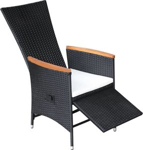 vidaXL rozkładane krzesła ogrodowe 2 sztuki, poduszki, rattan PE, czarne (47683) 4