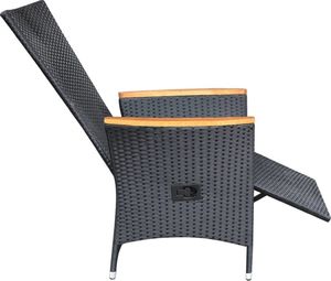 vidaXL rozkładane krzesła ogrodowe 2 sztuki, poduszki, rattan PE, czarne (47683) 6