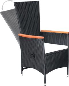 vidaXL rozkładane krzesła ogrodowe 2 sztuki, poduszki, rattan PE, czarne (47683) 7