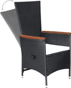 vidaXL Krzesła ogrodowe z poduszkami, 2 szt., polirattan, czarne 3