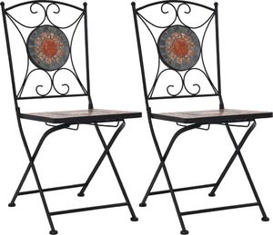 vidaXL mozaikowe krzesła bistro, 2 sztuki pomarańczowo-szare (46718) 1