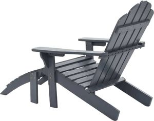 vidaXL fotel ogrodowy z podnóżkiem, drewniany, szary (45700) 4