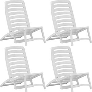 vidaXL składane krzesła plażowe, 4 sztuki, plastikowe, białe (45624) 1
