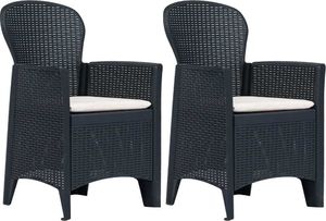 vidaXL krzesła ogrodowe z poduszkami, 2 sztuki, antracytowe, plastikowe (45599) 1