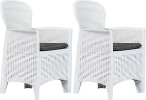 vidaXL krzesła ogrodowe z poduszkami, 2 sztuki, białe, plastikowe (45598) 1