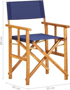 vidaXL Krzesło reżyserskie, lite drewno akacjowe, niebieskie (45952) 8