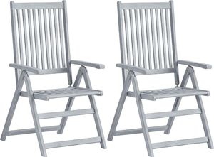 vidaXL rozkładane krzesła ogrodowe, 2 sztuki, szare, lite drewno akacjowe (45938) 1