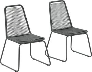 vidaXL Sztaplowane krzesła ogrodowe, 2 szt., polirattan, czarne 1