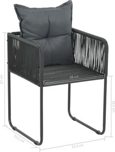 vidaXL Krzesła ogrodowe z poduszkami, 2 szt., polirattan, czarne 6
