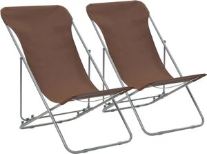 vidaXL składane krzesła plażowe, 2 sztuki, stal i tkanina Oxford, brąz (44362) 1