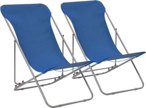 vidaXL krzesła plażowe, 2 sztuki, stal i tkanina Oxford, niebieskie (44358) 1