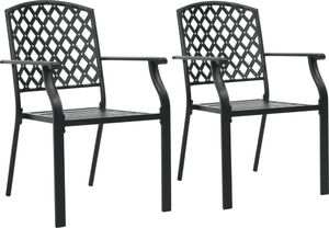 vidaXL Krzesła ogrodowe, sztaplowane, 2 szt., stalowe, czarne 1
