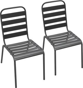vidaXL krzesła ogrodowe, sztaplowane, 2 sztuki, stalowe, szare (44257) 1