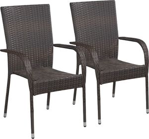 vidaXL sztaplowane krzesła ogrodowe, 2 sztuki, polirattan, brązowe (44237) 1