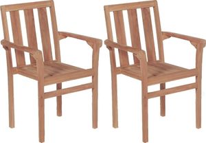 vidaXL krzesła ogrodowe sztaplowane, 2 sztuki, lite drewno tekowe (44725) 1