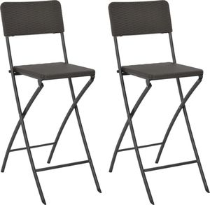 vidaXL Składane krzesła, 2 sztuki HDPE i stal, brązowe, rattanowy wygląd (44558) 1