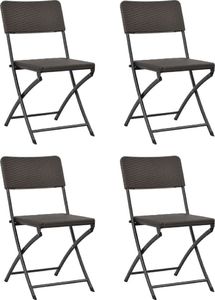 vidaXL Składane krzesła ogrodowe, 4 szt., HDPE i stal, brązowe 1