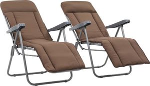 vidaXL Składane krzesła ogrodowe z poduszkami, 2 szt., brązowe 1