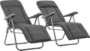 vidaXL Składane krzesła ogrodowe z poduszkami, 2 szt., szare 1