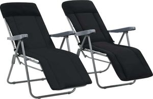 vidaXL Składane krzesła ogrodowe z poduszkami, 2 szt., czarne 1