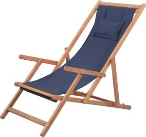 vidaXL składany leżak plażowy, tkanina i drewniana rama, niebieski (43996) 1