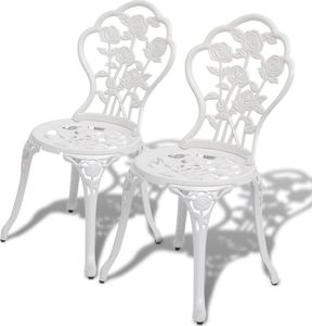 vidaXL krzesła bistro, 2 sztuki, odlewane aluminium, białe (43176) 1