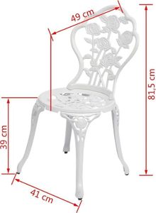 vidaXL krzesła bistro, 2 sztuki, odlewane aluminium, białe (43176) 5