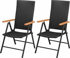 vidaXL Sztaplowane krzesła ogrodowe, 2 szt., polirattan, czarne (42798) - 42798 1