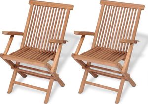 vidaXL Składane krzesła ogrodowe, 2 szt., lite drewno tekowe 1