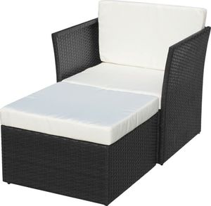 vidaXL krzesło ogrodowe z podnóżkiem, polirattan, czarny (41981) 3