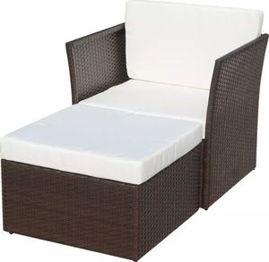 vidaXL krzesło ogrodowe z podnóżkiem, polirattan, brąz (41980) 3