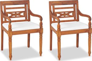 vidaXL Krzesła Batavia z poduszkami, 2 szt., lite drewno tekowe 1