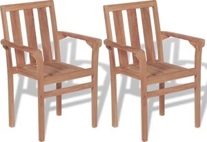 vidaXL Krzesła ogrodowe sztaplowane, 2 szt., lite drewno tekowe 1