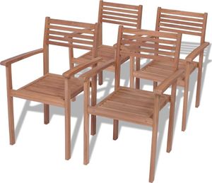 vidaXL krzesła ogrodowe sztaplowane, 4 sztuki, lite drewno tekowe (43037) 1