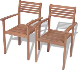 vidaXL Krzesła ogrodowe sztaplowane, 2 szt., lite drewno tekowe 1