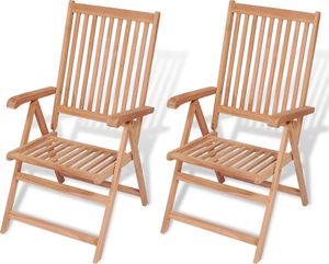 vidaXL rozkładane krzesła ogrodowe, 2 sztuki, lite drewno teakowe (43029) 1