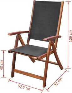 vidaXL składane krzesła ogrodowe, 2 sztuki, drewno akacjowe i textilene (41747) 5