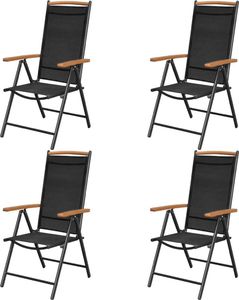 vidaXL Składane krzesła ogrodowe, 4 szt., aluminium/textilene, czarne 2