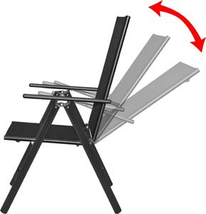 vidaXL Składane krzesła ogrodowe, 4 szt., aluminium/textilene, czarne 5