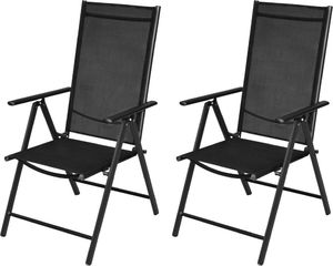 vidaXL Składane krzesła ogrodowe, 2 sztuki, aluminium, textilene, czarne (41730) 1
