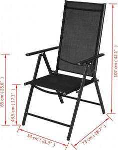 vidaXL Składane krzesła ogrodowe, 2 sztuki, aluminium, textilene, czarne (41730) 7
