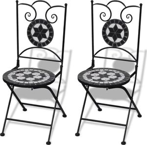 vidaXL składane krzesła bistro, 2 sztuki, ceramiczne, czarno-białe (41533) 1